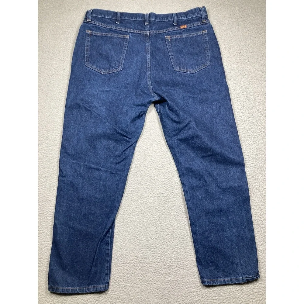 Rustler Jeans Mens 40x32 Blue Dark Wash Straight Leg Western Rodeo‎ Cowboy Denim